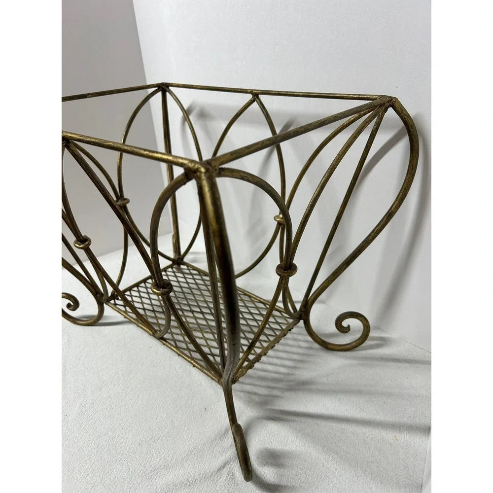 Art Deco Magazine Rack Vintage Brass Gilt Gold Finish‎ MCM Hollywood Regency